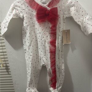 First Impressions White and Red Heart Bodysuit